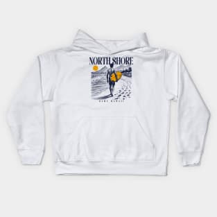 Vintage Surfing North Shore Oahu, Hawaii // Retro Surfer Sketch // Surfer's Paradise Kids Hoodie